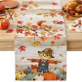 thumbnail image 1 of Fall Scarecrows Cotton Linen Rectangle Table Runners 13"x48", Thanksgiving Autumn Pumpkins Leaves Brown Coffee Table Runner Dresser Scarves Luxury Table Runners for Wedding Party Banquet Dinner Decor, 1 of 8