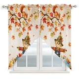 Fall Color Valances Fall Scarecrows Swag Valances for Windows, Kitchen Window Curtains Over ...