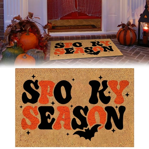 Fall Season Mat Halloween Thanksgiving Door Mat Home Decorations, Non-Slip Welcome Doormat for Front Door, Indoor Outdoor Fall Rug for Home Kitchen Floor Halloween Decor 16 X 24 Inch,MA