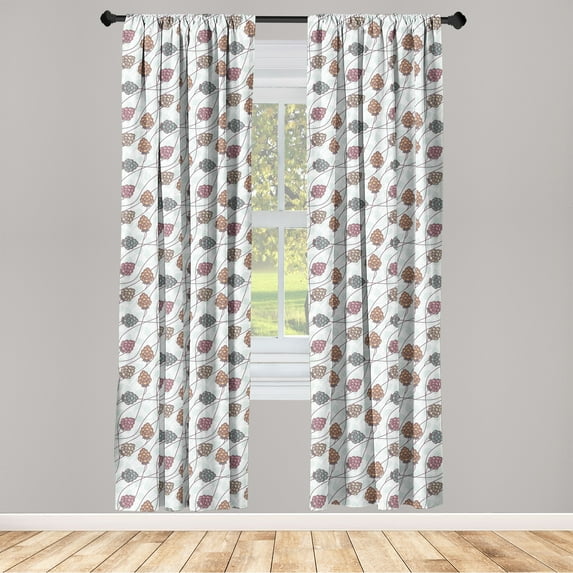 Fall Season Window Curtains, Corn Intertangled Togerher with Long Swirly Branch Forest Autumn Art, Lightweight Decor 2-Panel Set with Rod Pocket, Pair of - 28"x84", Soft Blue and Teal, by Ambesonne