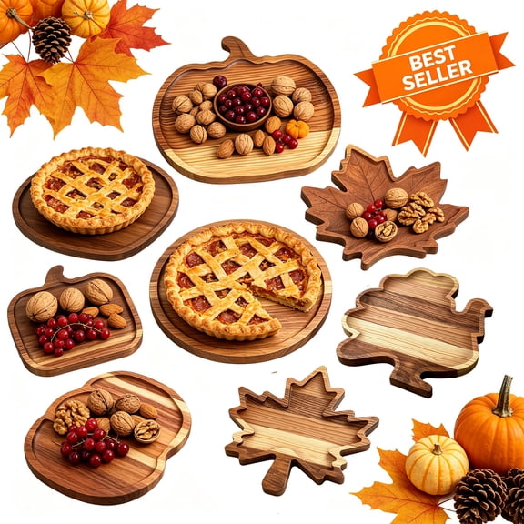 Fall Serving Tray Maple Leaf Wooden Platter Thanksgiving Themed for Snacks Nuts Desserts Party Home Kitchen Fall Table Decor Fall Home Decor Indoor Fall Decorations for Home by MPOISVA