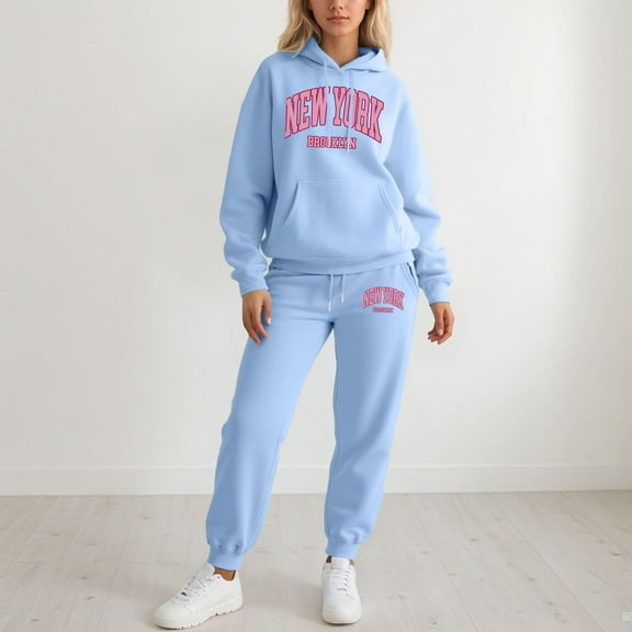Fall Sets Women 2 Piece Outfits - Long Sleeve Hoodie With Sweatpants Matching Lounge Sets for Women Womens Lounge Sets