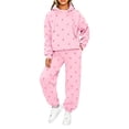 thumbnail image 1 of Fall Sets for Women Solid Long Sleeve Hoodies Matching Elastic Waist Joggers Polka Dot Lounge Lightweight Trendy Sets with Pockets Pink L, 1 of 5