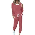 thumbnail image 1 of Fall Sets for Women Vacation New Sweatsuit for Women 2 Piece Outfits Casual Pullover Sweatshirt and Sweatpants Jogger Lounge Matching Sets Pinky XXL, 1 of 6