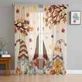 thumbnail image 1 of Fall Sheer Curtains 63 Inch Length 2 Panels Set for Living Room/Bedroom, Orange Pumpkins Thanksgiving Gnomes Autumn Maple Leaf Curtain Sheers Drapes Rod Pocket Curtains Window Treatment 52''x63''x2, 1 of 7