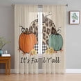 thumbnail image 1 of Fall Sheer Curtains 63 Inch Length 2 Panels Set, Semi Transparent Voile Rod Pocket Curtains for Living Dining Room Bedroom Drapes Thanksgiving Pumpkin Sunflower Plaid Leopard Print, 1 of 8