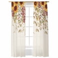 thumbnail image 1 of Fall Sheer Curtains 84 inches Long, Eucalyptus Leaf Autumn Leaves Sunflower Linen Light Filtering Sheer Window Curtains Rod Pocket Voile Drapes for Bedroom Living Room, 52"W x 84"L 2 Panels, 1 of 7