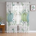 thumbnail image 1 of Fall Sheer Curtains 96 Inches Long 2 Panels Set, Window Sheer Curtains for Living Room/Bedroom, Blue Green Pumpkins Thanksgiving Flower Leaf Plaid Light Filtering Rod Pocket Curtain 52'' x 96'' x 2, 1 of 7