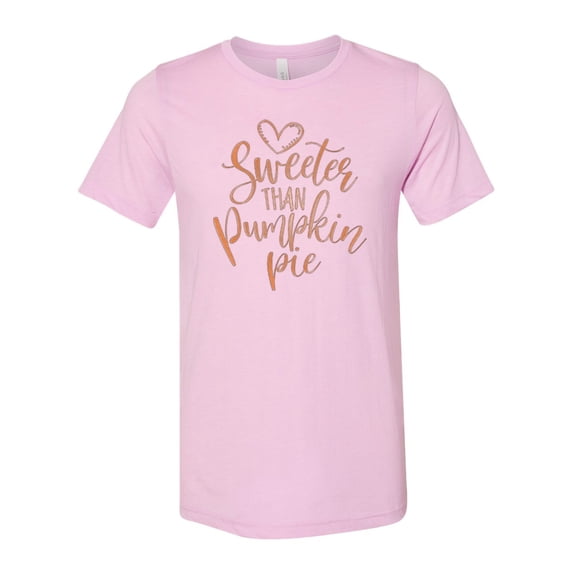 "Fall Shirt, Sweeter Than Pumpkin Pie, Thanksgiving Shirt, Pumpkin Pie, Gift For Her, Autumn Lover, Pie Lover, Funny T-shirt, Mom Shirt, Pie, Lilac, SMALL"