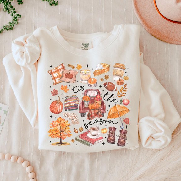 Fall Shirt, Tis The Season, Thanksgiving Shirt, Fall Football Crewneck, Women'S Fall Harvest Shirt, Autumn Doodle Unisex S-5XL Hot Trending Shirt, Vintage Birthday Gift