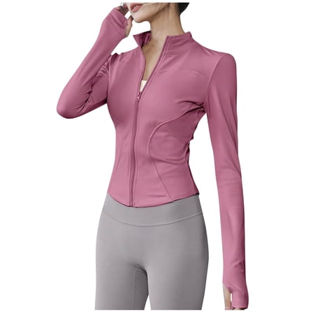 Fall Shirt for Women Casual Workout Jacket Lightweight Zip up Running Athletic Jackets with Thumb Holes