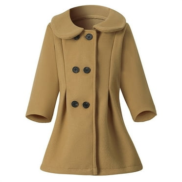 Fall Shirts for Girls Wool Coat Winter Warm Coat Jacket Coffee Girl's Fall Tops for 4-5 Years