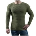 thumbnail image 1 of Fall Shirts for Men Casual Solid Round Neck Pullover Long Sleeve Sweater Slim Fit Bottoming Knit Top, 1 of 6