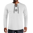 thumbnail image 1 of Fall Shirts for Men Cotton Linen Solid Long Sleeve Drawsting Shirts Tops Blouses, 1 of 4
