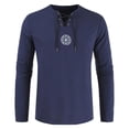 thumbnail image 1 of Fall Shirts for Men Cotton Linen Solid Long Sleeve Drawsting Shirts Tops Blouses, 1 of 8