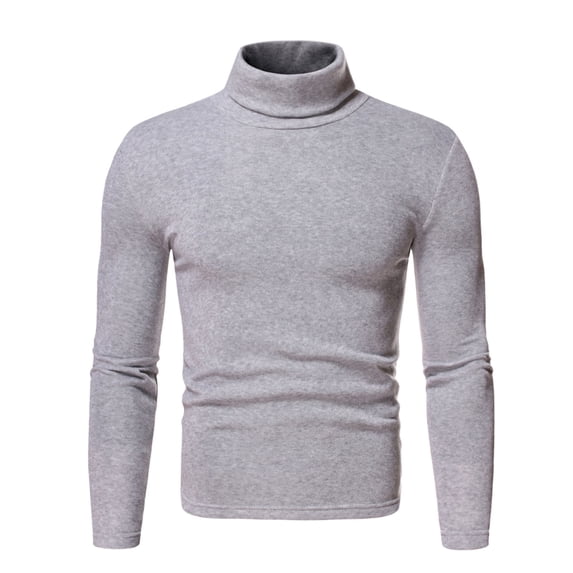 Fall Shirts for Men Fleece Pullover High Neck Solid Color Slim Long Sleeve Bottoming Shirt