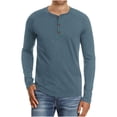 thumbnail image 1 of Fall Shirts for Men Men Long-Sleeve Beefy Muscle Basic Solid Pure Color Blouse Tee Shirt Top, 1 of 4