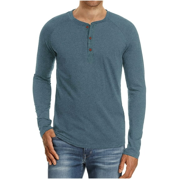 Fall Shirts for Men Men Long-Sleeve Beefy Muscle Basic Solid Pure Color Blouse Tee Shirt Top