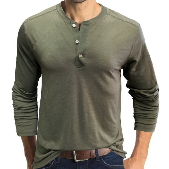 Fall Shirts for Men Men Long-Sleeve Beefy Muscle Basic Solid Pure Color Blouse Tee Shirt Top