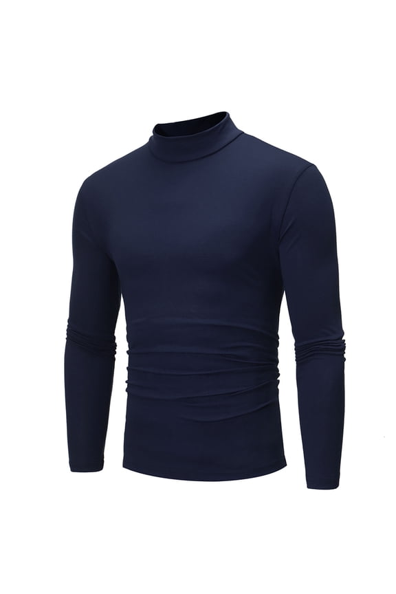 Fall Shirts for Men New Autumn And Winter High-neck Solid Color Slim Long-sleeved Bottoming Shirt