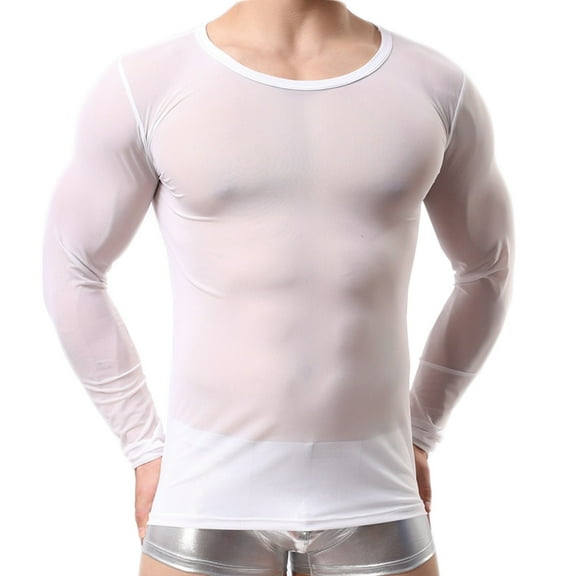 Fall Shirts for Men Sexy Lingerie T-Shirt Vest Sexy Breathable Mesh See-through Underwear Top