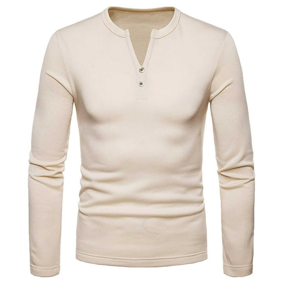 Fall Shirts for Men Solid Color Slim Casual Pullover Long Sleeve Shirt Blouse