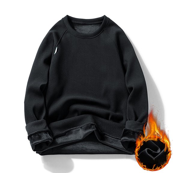 Fall Shirts for Men Solid Sweater Sports Casual Long Sleeve T-shirt Plush Warm Fitting Top Blouses