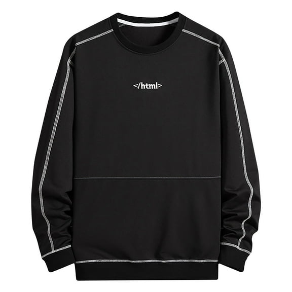 Fall Shirts for Men Sweater Personality Embroidery Long Sleeve T-shirt Casual Bottoming Shirt Top Blouses