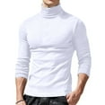 thumbnail image 1 of Fall Shirts for Men casual fashion solid color high collar long sleeve slim fit T-shirt, 1 of 5