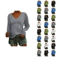 thumbnail image 1 of Fall Shirts for Women 2025 Fashion City Print Loose V-Neck Casual Going Out Tops Blouse Long Sleeve Shirts for Women, 1 of 5