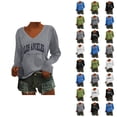 thumbnail image 1 of Fall Shirts for Women 2025 Fashion City Print Loose V-Neck Casual Going Out Tops Blouse Long Sleeve Shirts for Women, 1 of 5