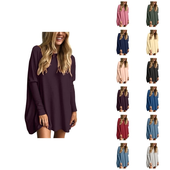 Fall Shirts for Women 2025 Lightweight Loose Fit Long Sleeve Crewneck Casual Tunic Tops Long Blouses