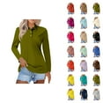 thumbnail image 1 of Fall Shirts for Women 2025 Long Sleeve Button Collared Polo Shirt Casual Loose Business Casual Blouse Tops for Women, 1 of 5