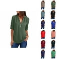 thumbnail image 1 of Fall Shirts for Women 2025 Long Sleeve Half Zipper V-Neck Loose Fit Casual Chiffon Shirt Blouse Tops, 1 of 5