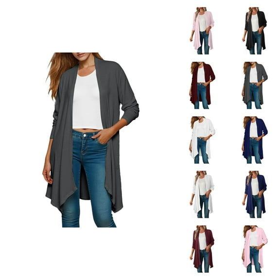 Fall Shirts for Women 2025 Long Sleeve Lightweight Open Front Cardigan Casual Loose Long Shirt Blouse Tops