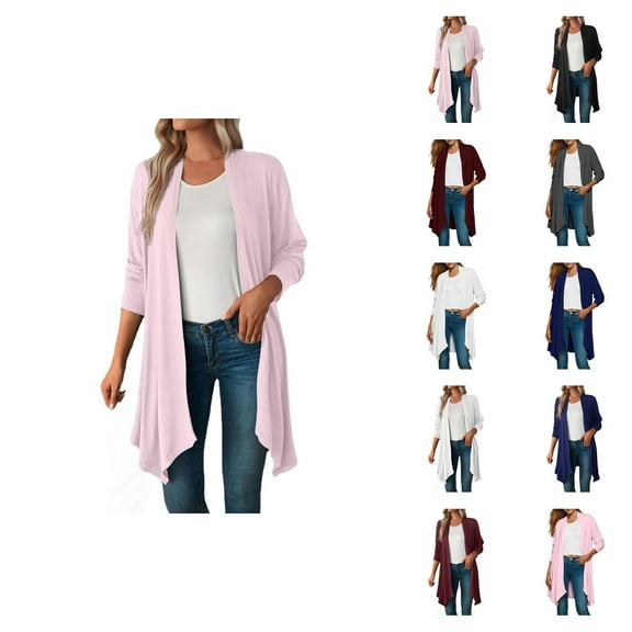 Fall Shirts for Women 2025 Long Sleeve Lightweight Open Front Cardigan Casual Loose Long Shirt Blouse Tops
