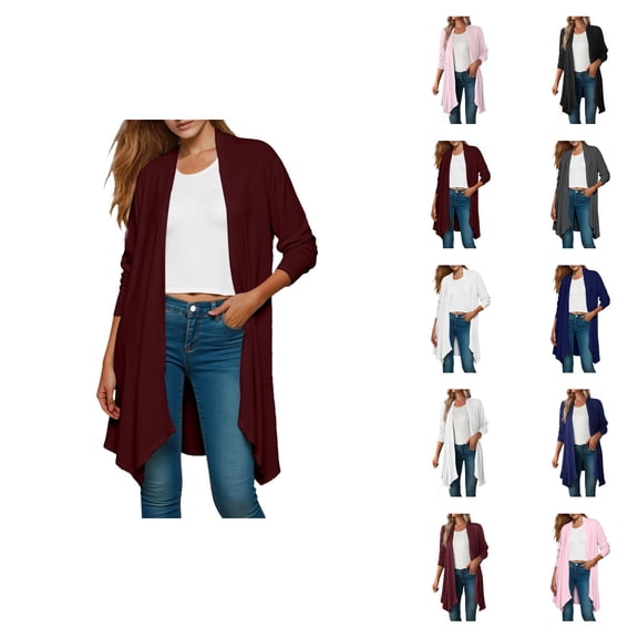 Fall Shirts for Women 2025 Long Sleeve Lightweight Open Front Cardigan Casual Loose Long Shirt Blouse Tops