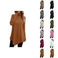 thumbnail image 1 of Fall Shirts for Women 2025 Solid Color Flowy Turtleneck Ruffle Hem Loose Going Out Tops Long Sleeve Shirts for Women, 1 of 5