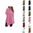 thumbnail image 1 of Fall Shirts for Women 2025 Solid Color Flowy Turtleneck Ruffle Hem Loose Going Out Tops Long Sleeve Shirts for Women, 1 of 5
