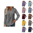 thumbnail image 1 of Fall Shirts for Women 2025 Solid Color Jacquard V-Neck Loose Fit Going Out Tops Blouse Long Sleeve Shirts for Women, 1 of 6