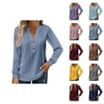 thumbnail image 1 of Fall Shirts for Women 2025 Solid Color Jacquard V-Neck Loose Fit Going Out Tops Blouse Long Sleeve Shirts for Women, 1 of 6