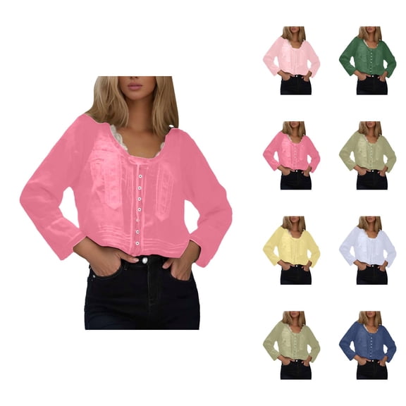 Fall Shirts for Women 2025 Solid Color Lace Tie Front Y2K Slim Fit Going Out Tops Blouse Long Sleeve Shirts for Women