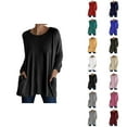 thumbnail image 1 of Fall Shirts for Women 2025 Solid Color Loose Fit Crewneck Long Shirt with Pockets Long Sleeve Shirts for Women, 1 of 6