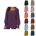 thumbnail image 1 of Fall Shirts for Women 2025 Solid Color Ribbed Knit Square Neck Sweater Tops Blouse Long Sleeve Shirts for Women, 1 of 6