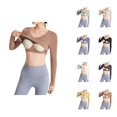 thumbnail image 1 of Fall Shirts for Women 2025 V-Neck Slim Fit Stretchy Cropped Basic Shirt with Built-in Bra Long Sleeve Shirts for Women, 1 of 6