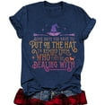 thumbnail image 1 of Fall Shirts for Women Short Sleeve Witch Hocus Pocus Printed Crew Neck Halloween Tops Loose Fit Tops Casual Y2K Blouses, 1 of 3