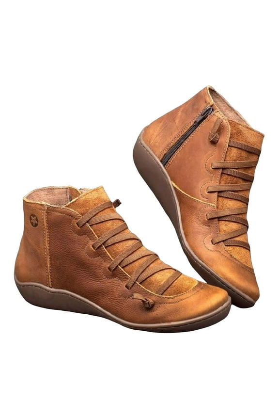 Fall Shoes Flat Boots Women Women's Cowboy Cowgirl Western Ankle Boots Vintage Flat Fall Short Booties Shoes