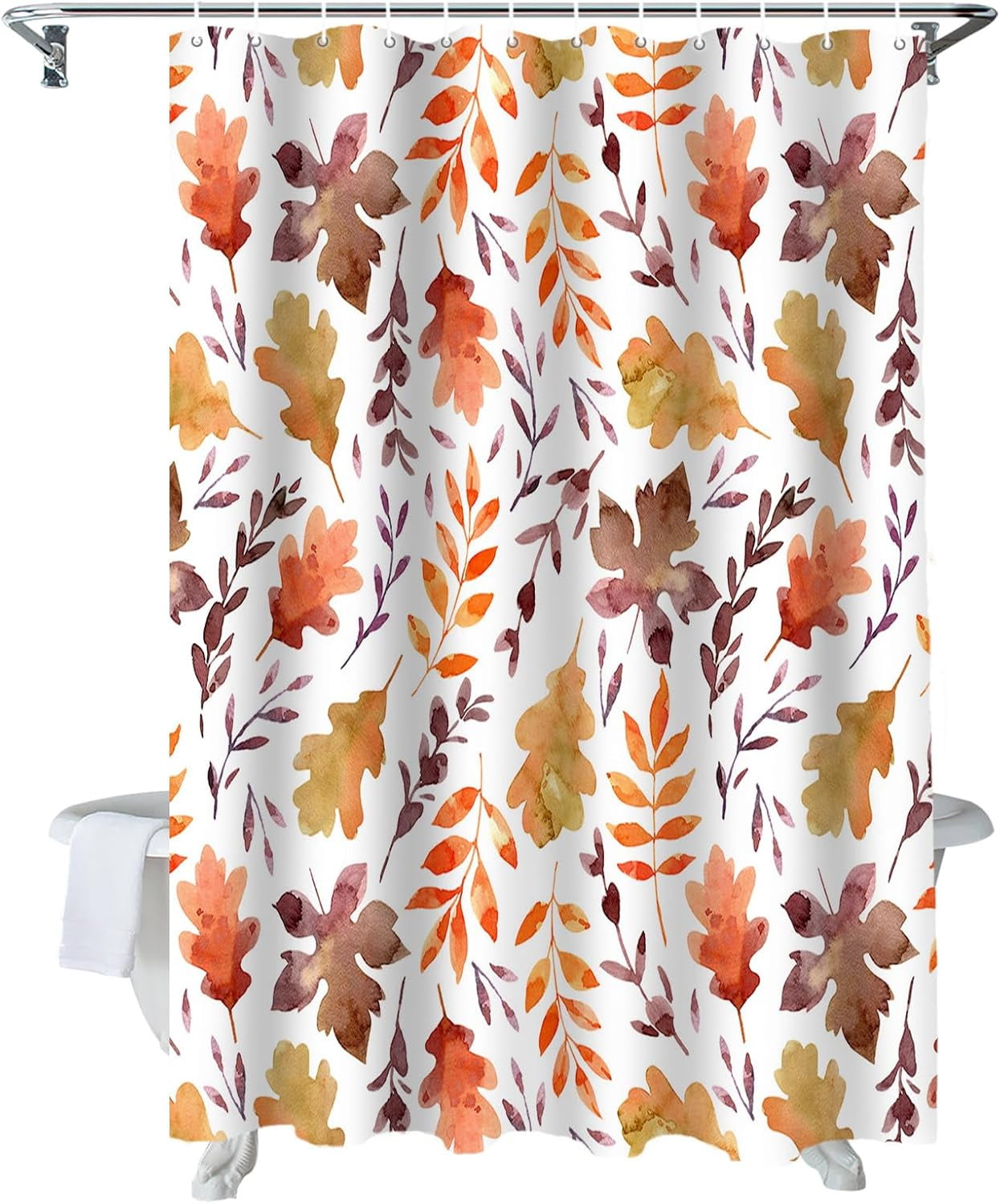 Fall Shower Curtain Autumn Leaf Shower Curtains for Bathroom Orange ...