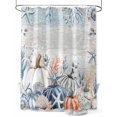 thumbnail image 1 of Fall Shower Curtain Blue Pumpkin Shower Curtains for Bathroom Thanksgiving Decor, Waterproof Polyester Shower Curtain Set with Hooks, Standard Size 72" x 72" Ocean Starfish Shell Coral, 1 of 6