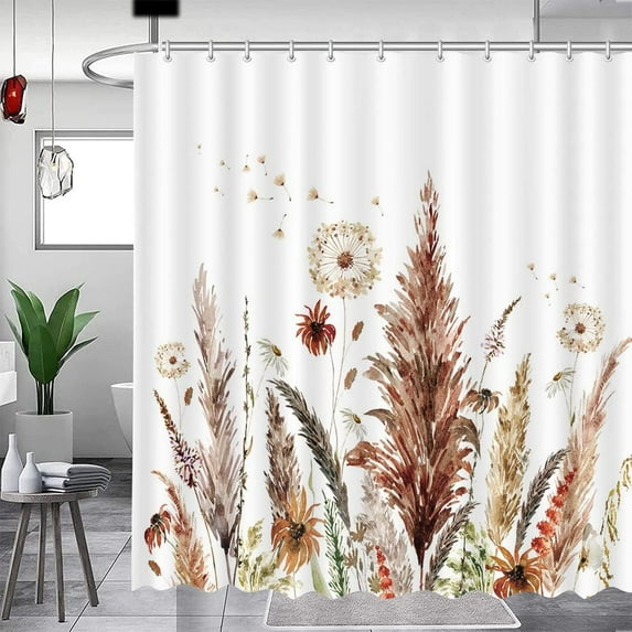 Fall Shower Curtain Bohemia Bathroom Decor Dandelion Shower Curtains for Bathroom Washable Durable Fabric Shower Curtains 72x72 in
